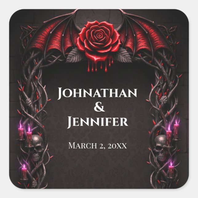 Adesivo Quadrado Eternal Night Gothic Vampire Wedding Dark Romance  (Frente)