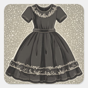 Adesivo Quadrado Eterno Vintage LBD (Pequeno Vestido Preto)