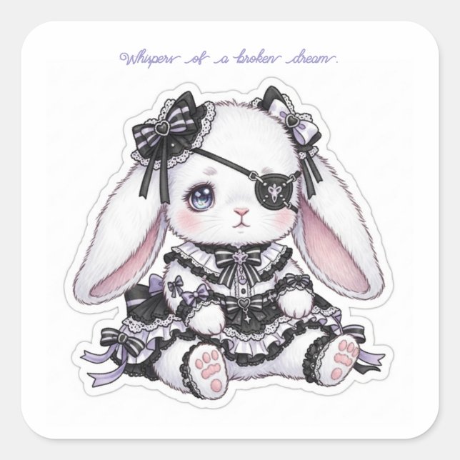 Adesivo Quadrado Ethereal Gothic Rabbit - Sadness & Beauty Kawaii  (Frente)