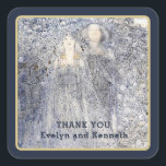 Adesivo Quadrado Ethereal Navy Vintage Art Nouveau Wedding<br><div class="desc">Set a tone of timeless romance with this ethereal wedding invitation, featuring the iconic artwork 'The Silver Apples of the Moon' by renowned Scottish artist Margaret MacDonald Mackintosh (circa 1912). Inspired by the hauntingly beautiful poetry of W.B. Yeats, this design captures a dreamlike world in muted blue, silver, and gold...</div>