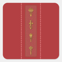 Adesivo Quadrado Ethiopian Orthodox Crosses – Gold on Red
