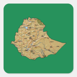 Adesivo Quadrado Etiópia Map Sticker