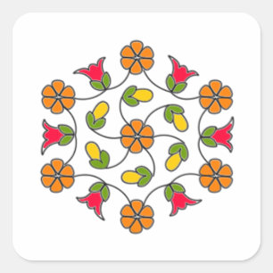 Adesivo Quadrado Etiqueta-Flor quadrada Series#63