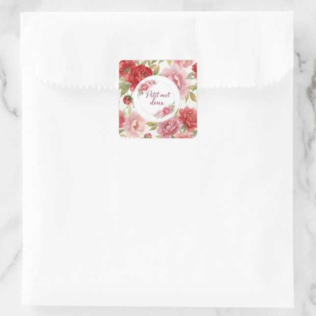 Adesivo Quadrado Étiquettes autocollantes florales Petit mot doux (Bolsa)