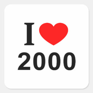Adesivo Quadrado Eu ❤️ 2000 Eu AMO 2000 Eu AMO 2000