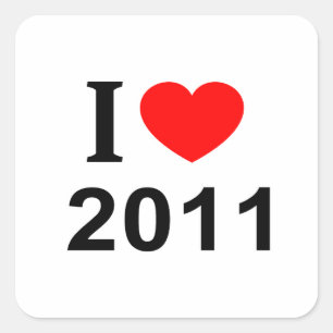 Adesivo Quadrado Eu ❤️ 2011 Eu AMO 2011 Eu ADORO 2011