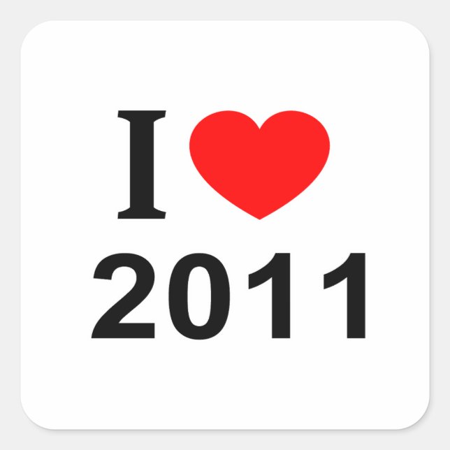 Adesivo Quadrado Eu ❤️ 2011 Eu AMO 2011 Eu ADORO 2011 (Frente)