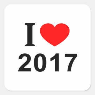 Adesivo Quadrado Eu ❤️ 2017 Eu AMO 2017 Eu AMO 2017