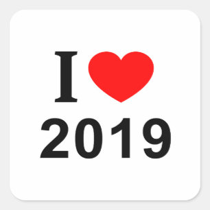 Adesivo Quadrado Eu ❤️ 2019 Eu AMO 2019 Eu ADORO 2019