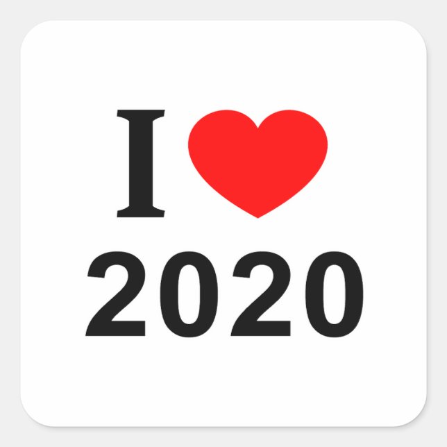 Adesivo Quadrado Eu ❤️ 2020 Eu AMO 2020 Eu AMO 2020 (Frente)