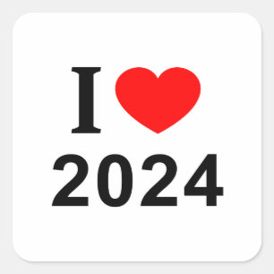 Adesivo Quadrado Eu ❤️ 2024 Eu AMO 2024 Eu ADORO 2024