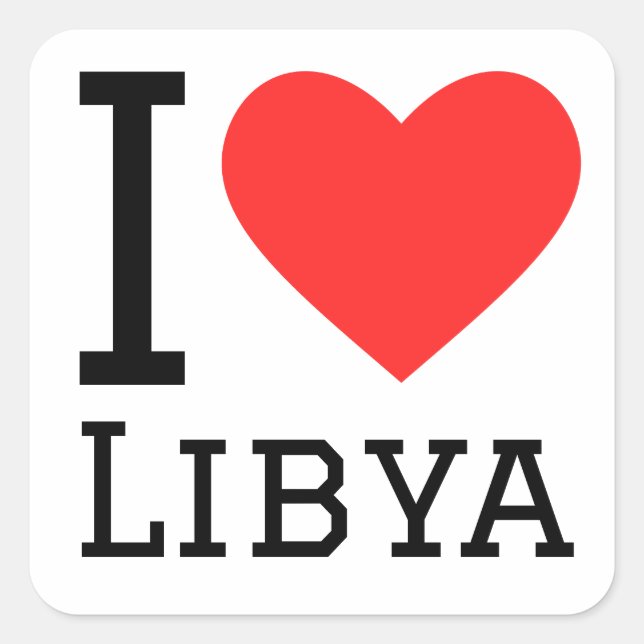Adesivo Quadrado Eu adoro a líbia (Frente)