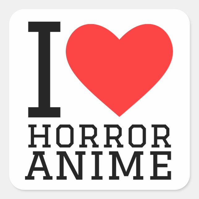 Adesivo Quadrado Eu adoro animação de terror (Frente)