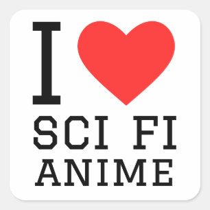 Adesivo Quadrado Eu adoro anime de ficção científica