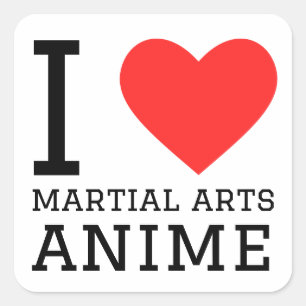 Adesivo Quadrado Eu adoro animes de artes marciais