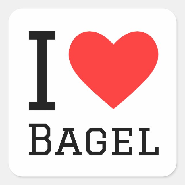Adesivo Quadrado Eu adoro bagel (Frente)