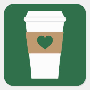 Adesivo Quadrado Eu adoro Café Descartável
