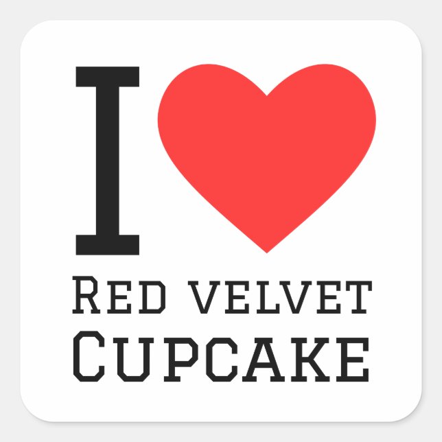 Adesivo Quadrado Eu adoro cupcake de veludo vermelho (Frente)