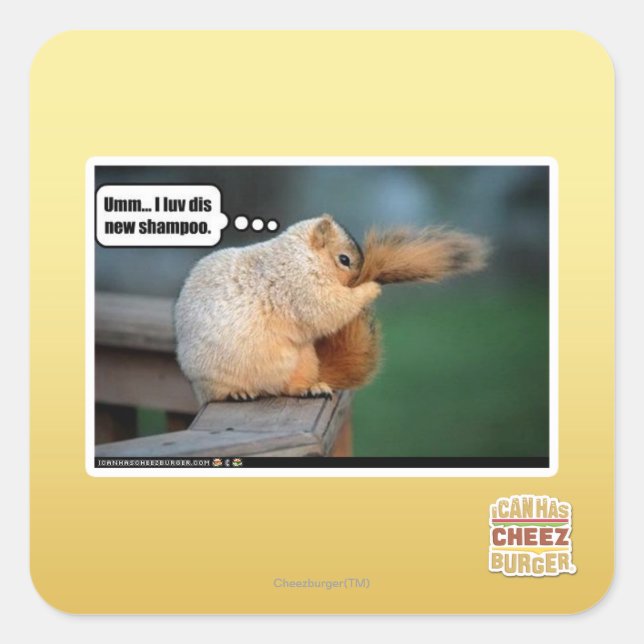 Adesivo Quadrado Eu adoro esse novo xampu (Frente)