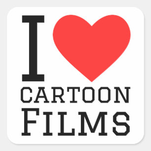 Adesivo Quadrado Eu adoro filmes de animação