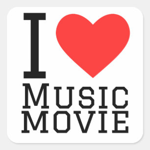 Adesivo Quadrado Eu adoro filmes de música