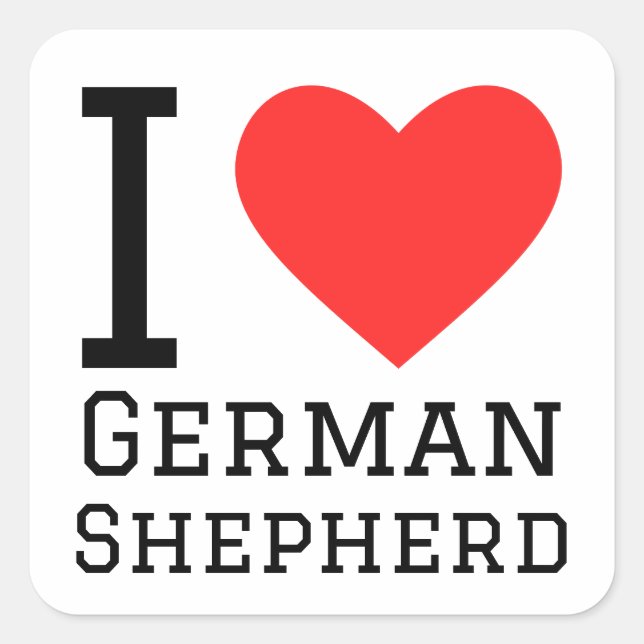 Adesivo Quadrado Eu adoro German shepherd (Frente)
