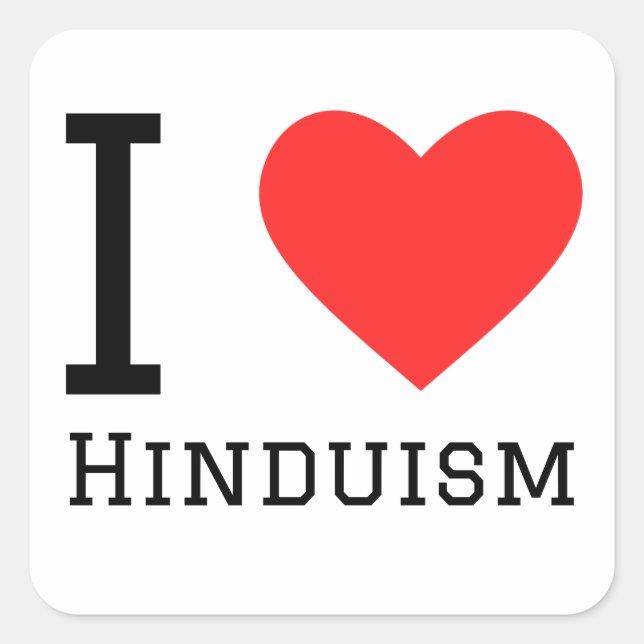 Adesivo Quadrado Eu adoro hinduísmo (Frente)