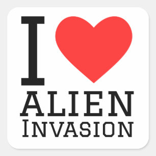 Adesivo Quadrado Eu adoro invasão de alienígenas