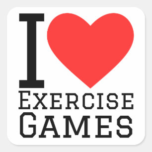 Adesivo Quadrado Eu adoro jogos de exercícios