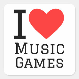 Adesivo Quadrado Eu adoro jogos de música