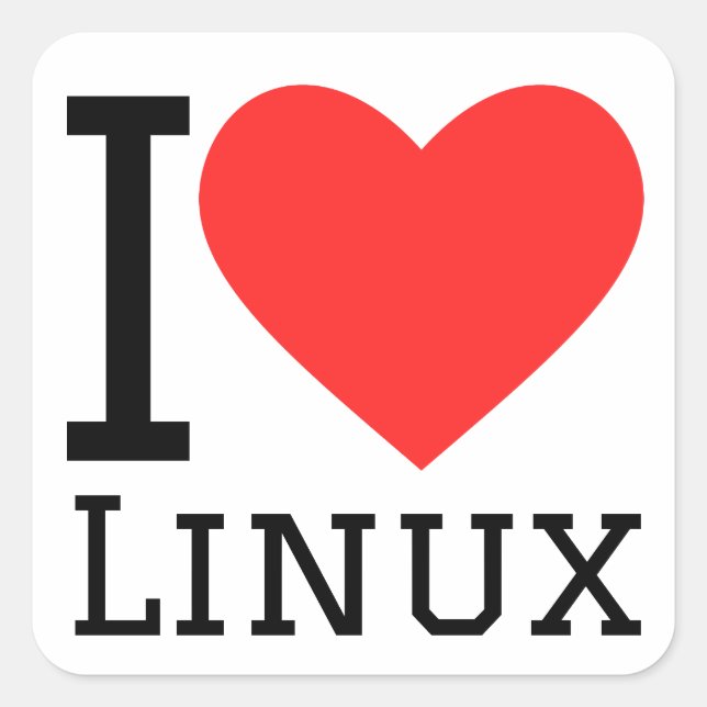 Adesivo Quadrado Eu adoro linux (Frente)