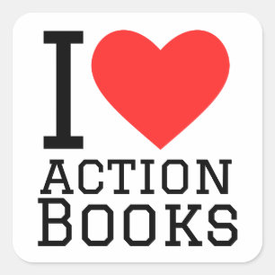 Adesivo Quadrado Eu adoro livros de ação