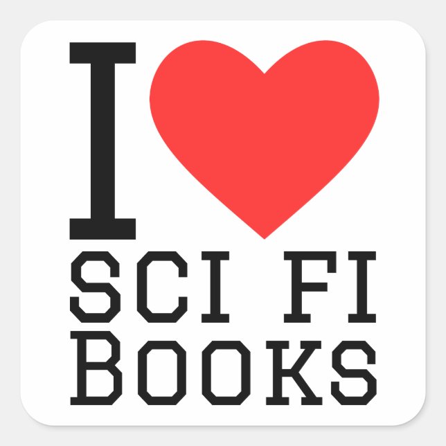 Adesivo Quadrado Eu adoro livros de ficção científica (Frente)