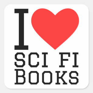 Adesivo Quadrado Eu adoro livros de ficção científica