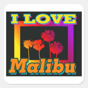 Adesivo Quadrado Eu adoro Malibu Palm Trees nas caixas