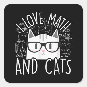 Adesivo Quadrado Eu Adoro Matemática E Gatos Gatinhos Bonitos