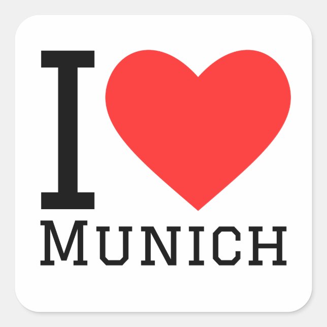 Adesivo Quadrado Eu adoro munich (Frente)