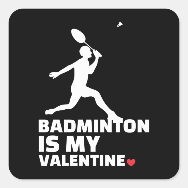 Adesivo Quadrado  Eu adoro o badminton Na moda badminton silhouette (Frente)
