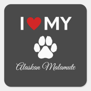 Adesivo Quadrado Eu adoro o meu texto personalizado para o cão Mala