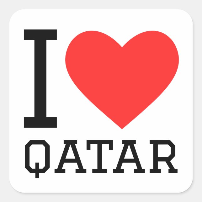 Adesivo Quadrado Eu adoro o Qatar (Frente)