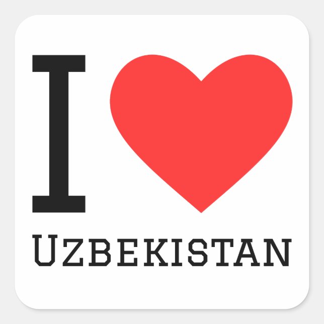 Adesivo Quadrado Eu adoro o Uzbequistão quadrado Sticker (Frente)