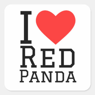 Adesivo Quadrado Eu adoro panda vermelha