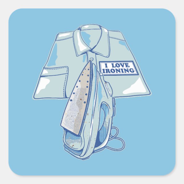 Adesivo Quadrado Eu adoro passar ferro engraçado (Frente)