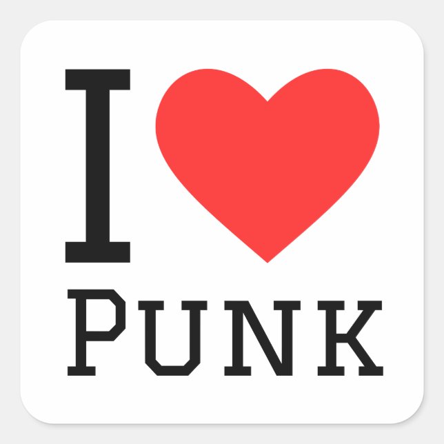 Adesivo Quadrado Eu adoro punk (Frente)