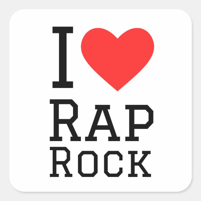 Adesivo Quadrado Eu adoro rap rock (Frente)