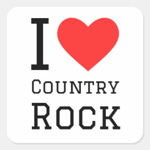 Adesivo Quadrado Eu adoro rock country