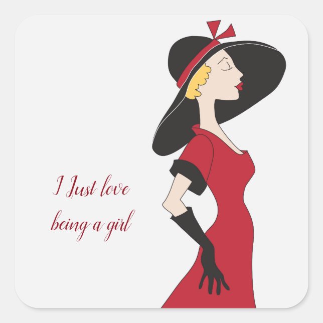 Adesivo Quadrado Eu adoro ser uma garota (Frente)
