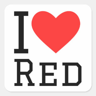 Adesivo Quadrado Eu adoro Stickers quadrados vermelhos