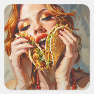 Adesivo Quadrado Eu Adoro Tacos