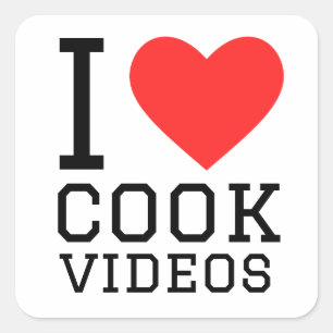 Adesivo Quadrado Eu adoro vídeos de cozinheiros